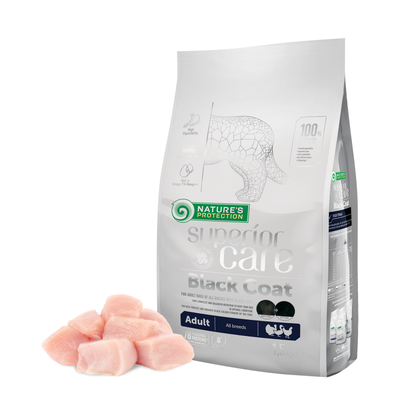<b>Nature's Protection Superior Care</b> Black coat dry food for dark coated dogs <b>Nature's Protection Superior Care</b> Black coat dry food for dark coated dogs