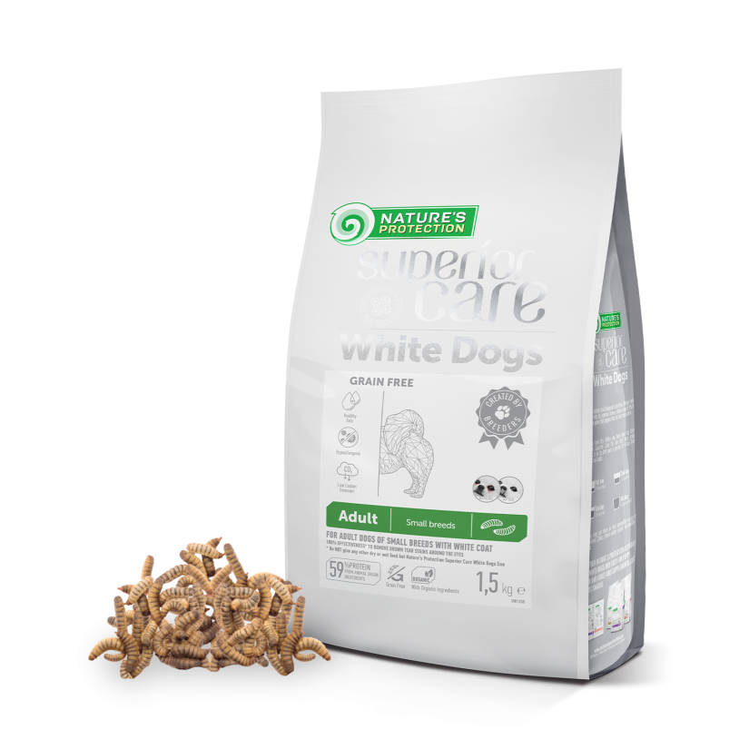 <b>Nature's Protection Superior Care</b>
White dogs dry food for white and light coated dogs <b>Nature's Protection Superior Care</b>
White dogs dry food for white and light coated dogs